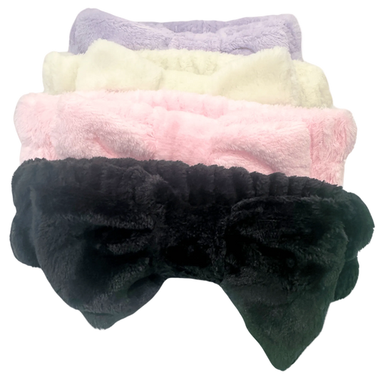 Terry Cloth Headband with Bow for Skincare in Assorted Colors